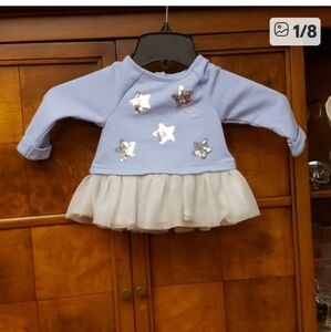 Juicy Couture 2-PC White-Blue -Silver Dress/Pants Set Size 6-9 MO